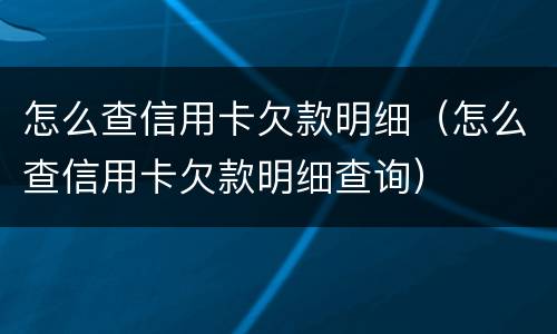怎么查信用卡欠款明细（怎么查信用卡欠款明细查询）
