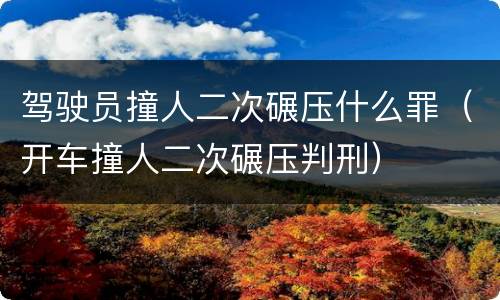 驾驶员撞人二次碾压什么罪（开车撞人二次碾压判刑）