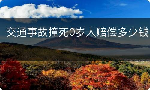 交通事故撞死0岁人赔偿多少钱