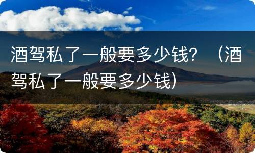 酒驾私了一般要多少钱？（酒驾私了一般要多少钱）
