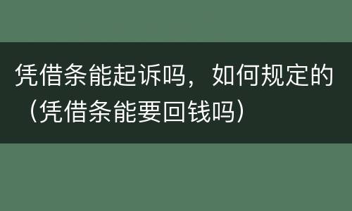 凭借条能起诉吗，如何规定的（凭借条能要回钱吗）