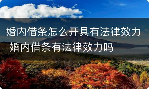 婚内借条怎么开具有法律效力 婚内借条有法律效力吗