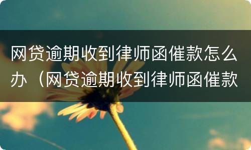 网贷逾期收到律师函催款怎么办（网贷逾期收到律师函催款怎么办呢）