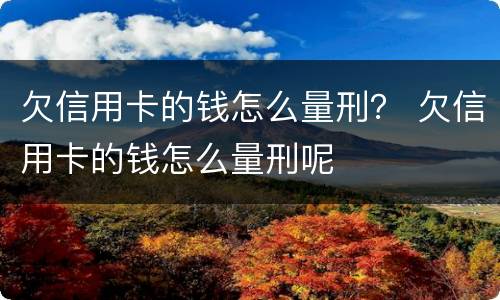 欠信用卡的钱怎么量刑？ 欠信用卡的钱怎么量刑呢