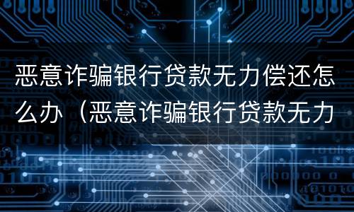 恶意诈骗银行贷款无力偿还怎么办（恶意诈骗银行贷款无力偿还怎么办理）