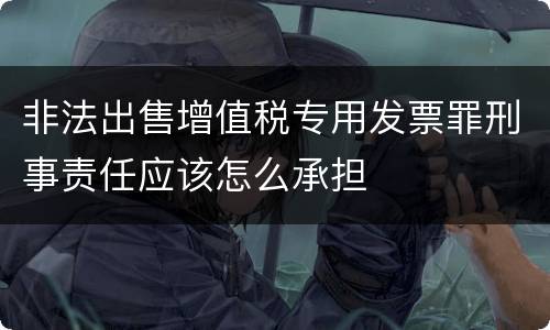 非法出售增值税专用发票罪刑事责任应该怎么承担