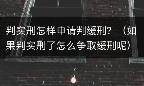 判实刑怎样申请判缓刑？（如果判实刑了怎么争取缓刑呢）
