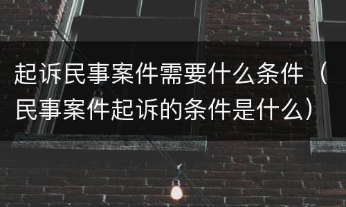 起诉民事案件需要什么条件（民事案件起诉的条件是什么）