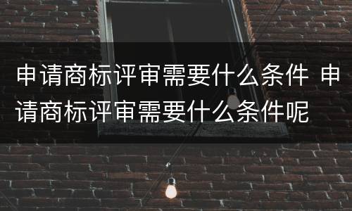申请商标评审需要什么条件 申请商标评审需要什么条件呢