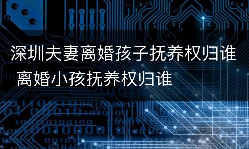 深圳夫妻离婚孩子抚养权归谁 离婚小孩抚养权归谁