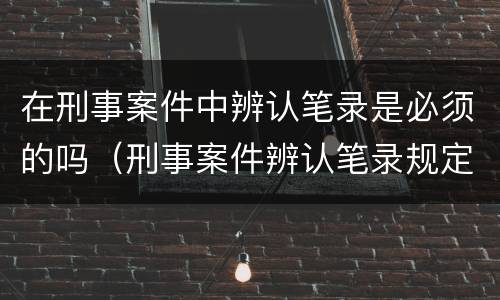 在刑事案件中辨认笔录是必须的吗（刑事案件辨认笔录规定）