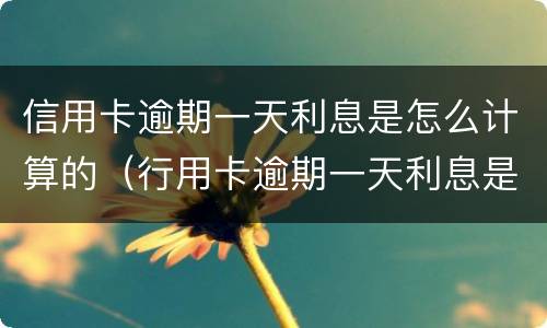 信用卡逾期一天利息是怎么计算的（行用卡逾期一天利息是多少）