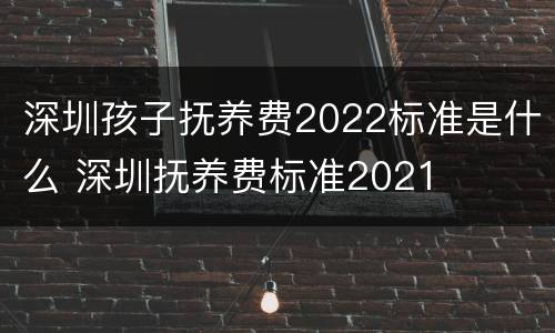 深圳孩子抚养费2022标准是什么 深圳抚养费标准2021