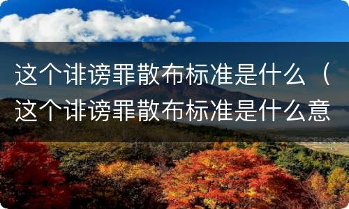 这个诽谤罪散布标准是什么（这个诽谤罪散布标准是什么意思）