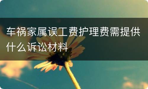 车祸家属误工费护理费需提供什么诉讼材料