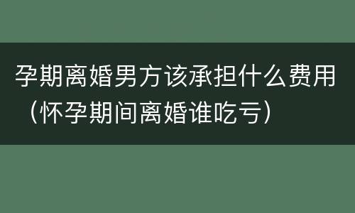 孕期离婚男方该承担什么费用（怀孕期间离婚谁吃亏）