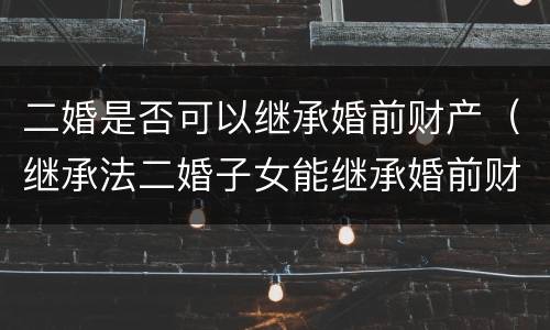 二婚是否可以继承婚前财产（继承法二婚子女能继承婚前财产吗）