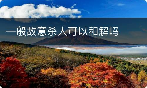 一般故意杀人可以和解吗