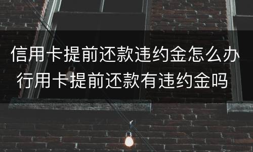 信用卡提前还款违约金怎么办 行用卡提前还款有违约金吗
