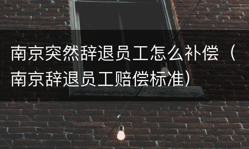 南京突然辞退员工怎么补偿（南京辞退员工赔偿标准）