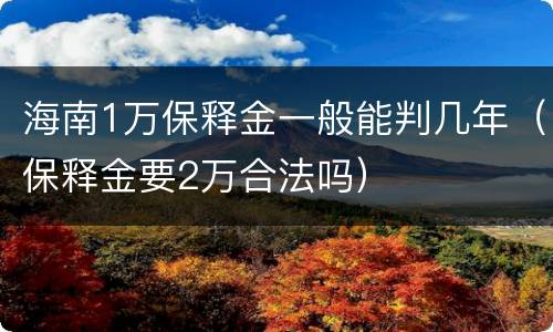 海南1万保释金一般能判几年（保释金要2万合法吗）