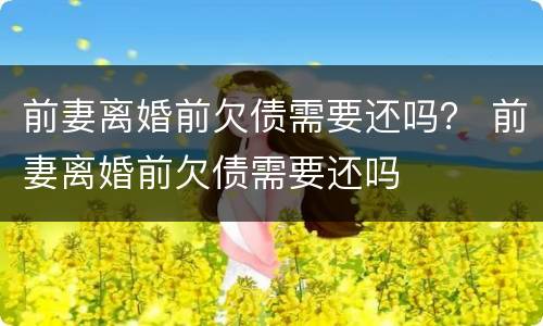 前妻离婚前欠债需要还吗？ 前妻离婚前欠债需要还吗