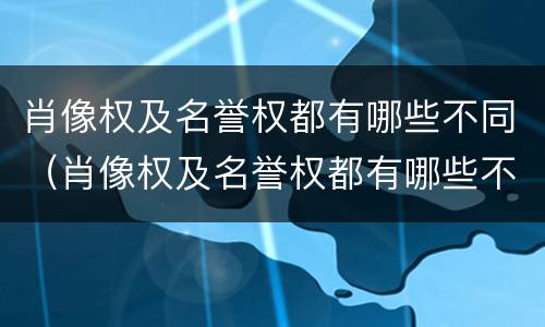 肖像权及名誉权都有哪些不同（肖像权及名誉权都有哪些不同之处）