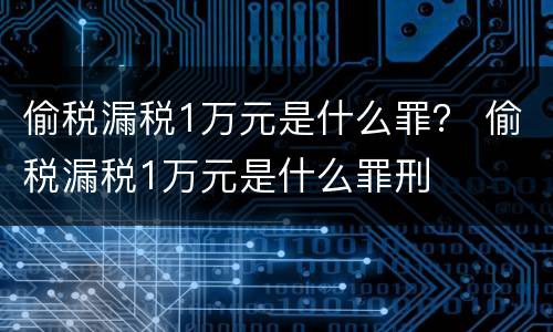 偷税漏税1万元是什么罪？ 偷税漏税1万元是什么罪刑