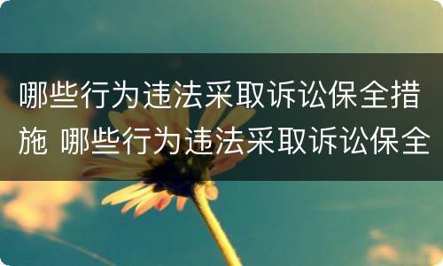 哪些行为违法采取诉讼保全措施 哪些行为违法采取诉讼保全措施解除
