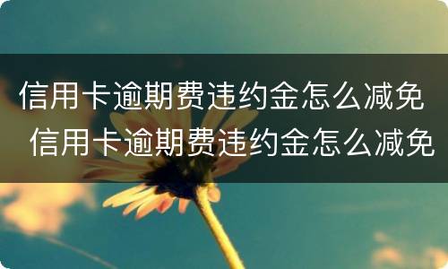 信用卡逾期费违约金怎么减免 信用卡逾期费违约金怎么减免的