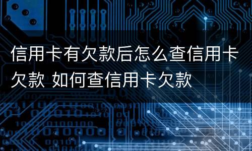 信用卡有欠款后怎么查信用卡欠款 如何查信用卡欠款