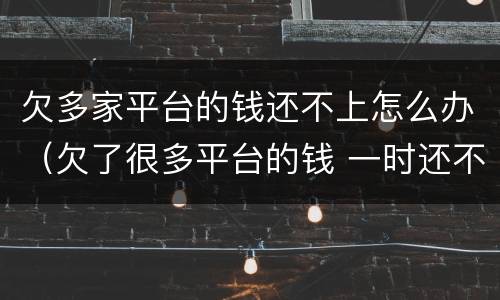 欠多家平台的钱还不上怎么办（欠了很多平台的钱 一时还不完该怎么解决）