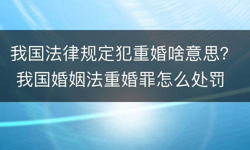 我国法律规定犯重婚啥意思？ 我国婚姻法重婚罪怎么处罚