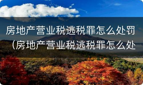 房地产营业税逃税罪怎么处罚（房地产营业税逃税罪怎么处罚的）