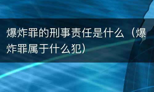 爆炸罪的刑事责任是什么（爆炸罪属于什么犯）