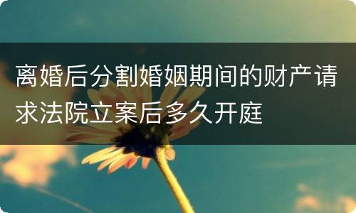 离婚后分割婚姻期间的财产请求法院立案后多久开庭
