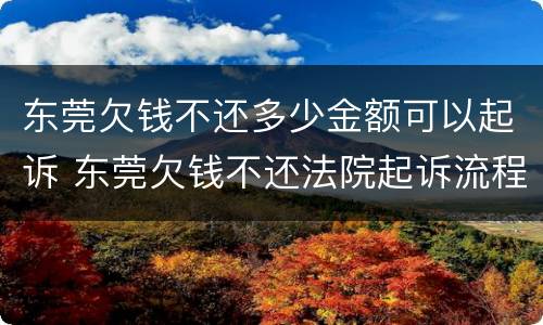 东莞欠钱不还多少金额可以起诉 东莞欠钱不还法院起诉流程