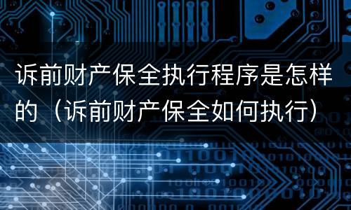 诉前财产保全执行程序是怎样的（诉前财产保全如何执行）