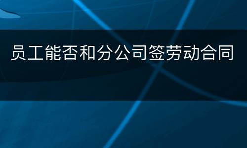 员工能否和分公司签劳动合同