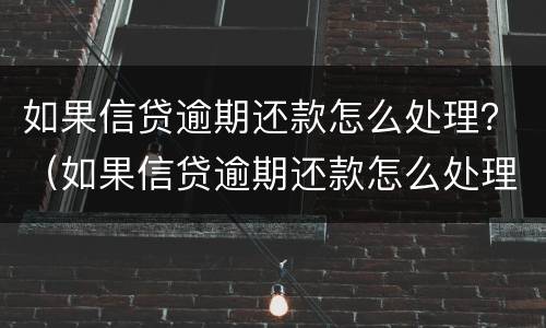 如果信贷逾期还款怎么处理？（如果信贷逾期还款怎么处理最好）