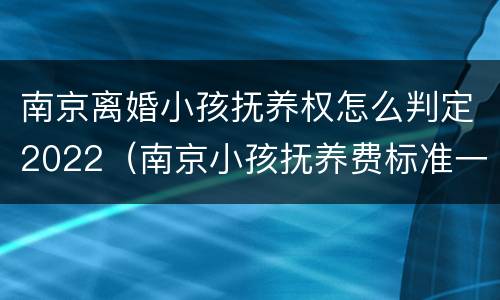 南京离婚小孩抚养权怎么判定2022（南京小孩抚养费标准一月多少钱）