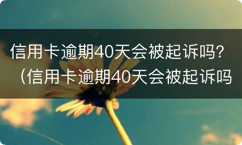 信用卡逾期40天会被起诉吗？（信用卡逾期40天会被起诉吗为什么）