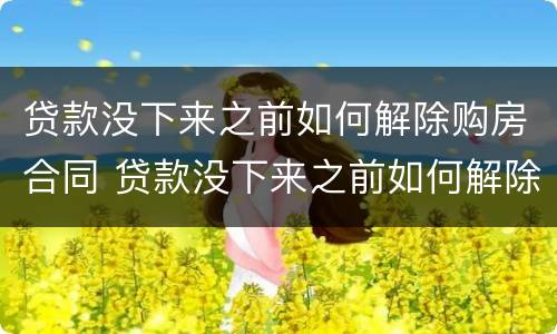 贷款没下来之前如何解除购房合同 贷款没下来之前如何解除购房合同备案