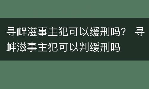 寻衅滋事主犯可以缓刑吗？ 寻衅滋事主犯可以判缓刑吗