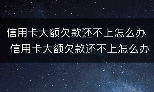 信用卡大额欠款还不上怎么办 信用卡大额欠款还不上怎么办呢