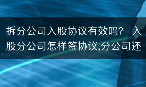 拆分公司入股协议有效吗？ 入股分公司怎样签协议,分公司还没办下来