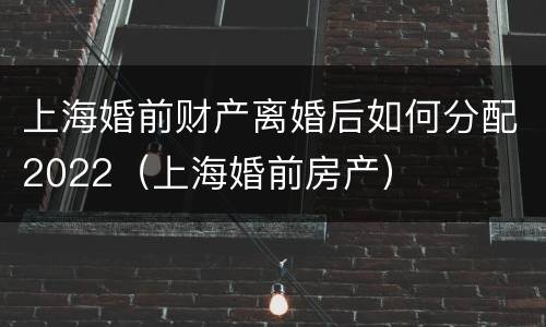 上海婚前财产离婚后如何分配2022（上海婚前房产）