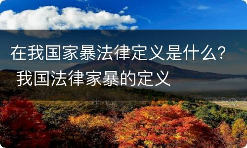 在我国家暴法律定义是什么？ 我国法律家暴的定义