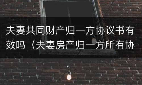 夫妻共同财产归一方协议书有效吗（夫妻房产归一方所有协议书）