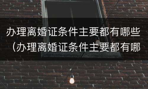办理离婚证条件主要都有哪些（办理离婚证条件主要都有哪些内容）